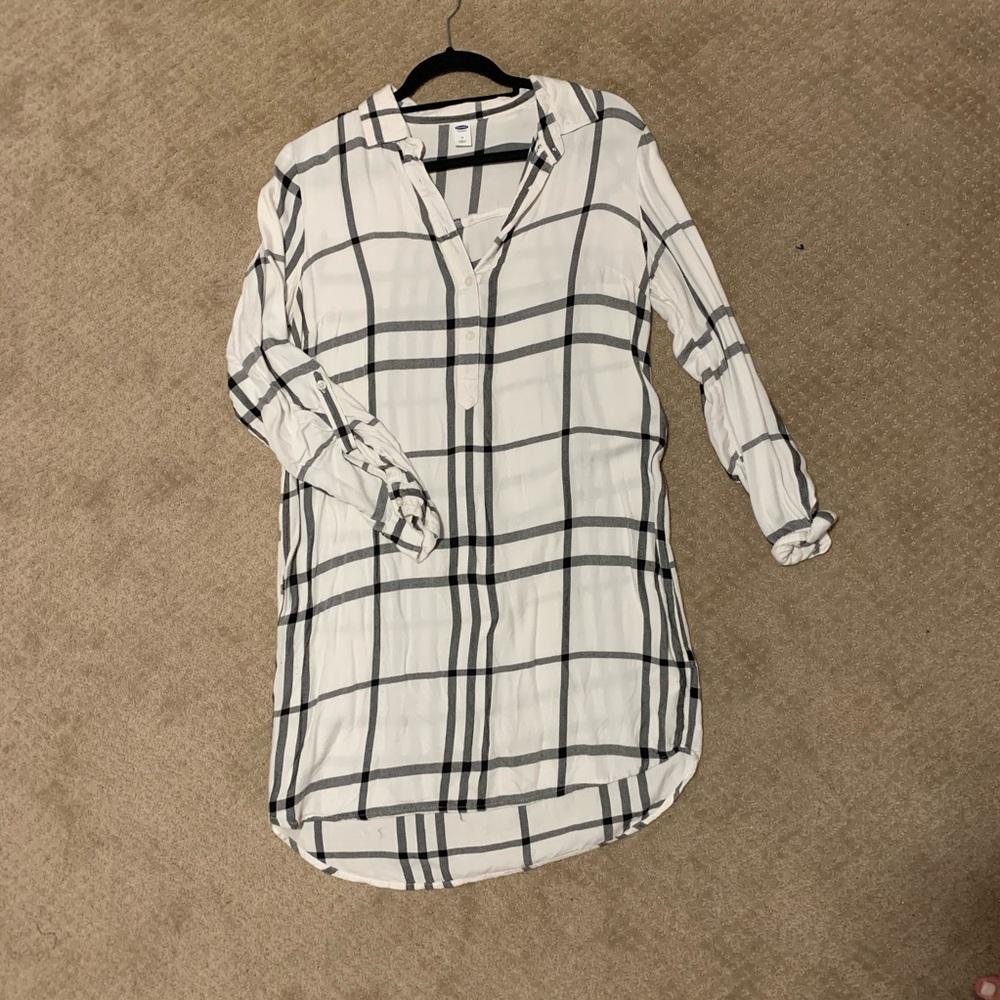 White and Black Plaid Dress